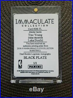 1/1 Luka Doncic/trae Young 2018-19 Dual Rookie Logoman Autographs Black Plate