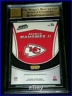 1/1 Patrick Mahomes II Bgs 9.5/9 Gold On Card Auto True One Of One Black 2018