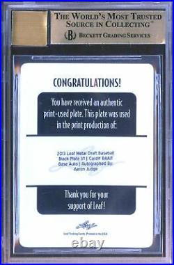1-1 TRUE (#1/1) BGS 9.5 Rc Aaron Judge Auto 2013 Plate Rookie Signed Autograph 9