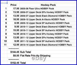 11x Hockey Pack Lot Artifacts Black Diamond SPx SP Authentic Ultra 2005 to 2014