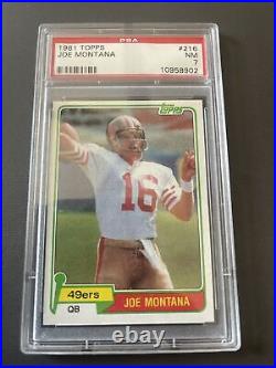 1981 JOE MONTANA Topps Rookie Rc #216 PSA 7 sharp! HOF