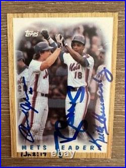 1987 Topps Mets Team Leaders Autographed Signed #331 Hojo Strawberry Hernandez