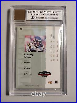 1998 Playoff Contenders Ticket Autograph Black Randy Moss RC Auto #92 /300 BGS 8