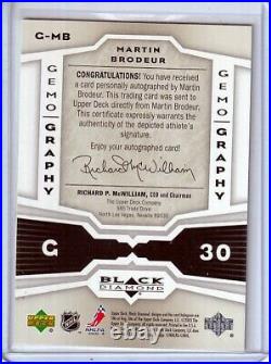2005-06 Black Diamond Gemography #GMB Martin Brodeur AUTO New Jersey Devils