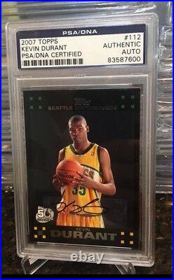 2007 Topps Black Kevin Durant Rookie Psa /DNA Authentic Autograph MVP