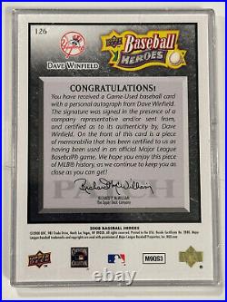 2008 Upper Deck Baseball Heroes Game Patch Dave Winfield #126 Black Auto /10 HOF