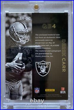 2014 Black Gold Derek Carr Laundry Tag Patch Rookie On Card Auto /5 Raiders Rc