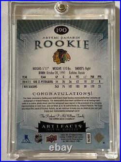 2015-16 Upper Deck Artifacts Artemi Panarin 4-Color Rookie Patch Auto RPA /15