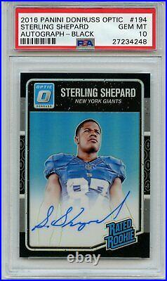 2016 Optic Black STERLING SHEPHARD Rated Rookie Autograph /25 PSA 10