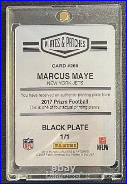 2017 Panini Prizm 1/1 Marcus Maye Rookie RC Black Printing Plate NY Jets