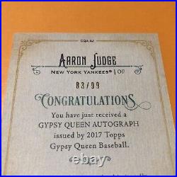 2017 Topps Gypsy Queen Aaron Judge Black & White parallel Rookie Auto 83/99