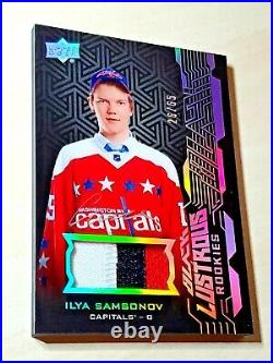 2018-19 UD Black Lustrous Rookie Patch Auto Ilya Samsonov On Card Autograph /65