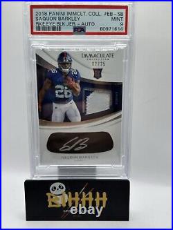 2018 Panini Immaculate Saquon Barkley Rookie Eye Black Patch Auto /25 PSA 9 RPA