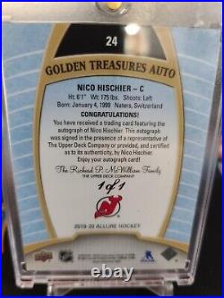 2019-20 Allure Nico Hischier GOLDEN Treasure Auto 1/1 New Jersey Devils 1 of 1