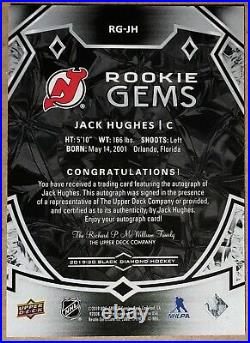 2019-20 Jack Hughes Ud Black Diamond Black Autographed Rookie Gems #rg-jh #15/99