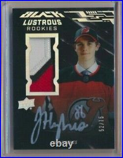 2019-20 UD Black Lustrous Rookies Patch AUTO Jack Hughes /75 New Jersey Devils