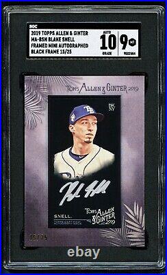 2019 Topps Allen & Ginter Blake Snell Framed Mini BLACK /25 SGC 9 AUTO 10 POP 1