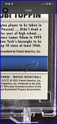 2020-21 Panini Mosaic Auto 1/1 Obi Toppin Rookie Autographs Black RC NY Knicks
