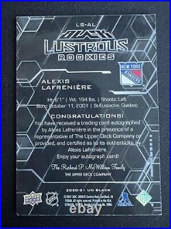 2020-21 SPx UD Black Lustrous Rookies Auto Alexis Lafreniere 31/199 RC Rookie