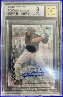 2020 Leaf Metal Draft Jasson Dominguez Black Wave /7 1990 Leaf Auto BGS 9 Mint