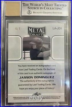 2020 Leaf Metal Draft Jasson Dominguez Black Wave /7 1990 Leaf Auto BGS 9 Mint