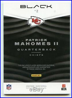 2020 Panini Black NFL Jersey Patch Auto Patrick Mahomes II #/3 Autograph Chiefs