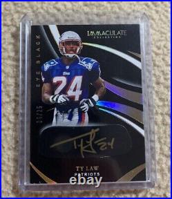 2020 Panini Immaculate Collection TY LAW Eyeblack GOLD AUTO #/25 (PATRIOTS)