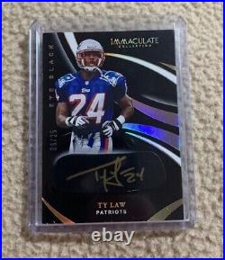 2020 Panini Immaculate Collection TY LAW Eyeblack GOLD AUTO #/25 (PATRIOTS)