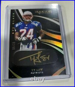 2020 Panini Immaculate Collection TY LAW Eyeblack GOLD AUTO #/25 (PATRIOTS)