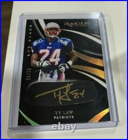 2020 Panini Immaculate Collection TY LAW Eyeblack GOLD AUTO #/25 (PATRIOTS)