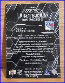 2020 SPx UD Black Lustrous Rookie Signatures Tier 2 Alexis Lafreniere Auto /199