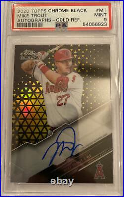 2020 TOPPS CHROME BLACK MIKE TROUT AUTO GOLD REFRACTOR 10/50 PSA 9 Pop 1 Angels