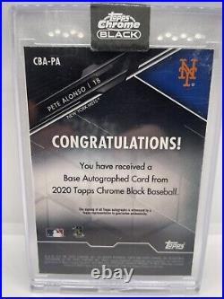 2020 Topps Chrome Black Pete Alonso Green Autograph Card 93/99 New York Mets