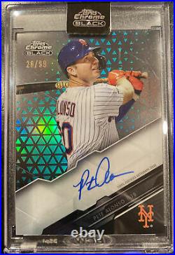 2020 Topps Chrome Black Pete Alonso Green Refractor Auto #26/99 New York Mets
