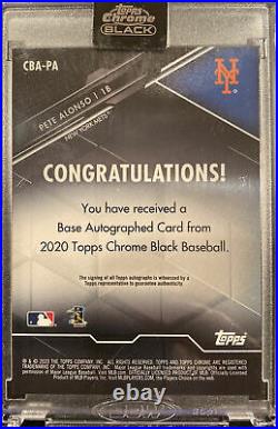 2020 Topps Chrome Black Pete Alonso Green Refractor Auto #26/99 New York Mets
