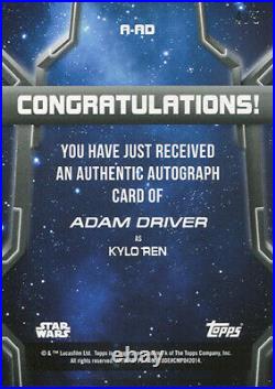 2020 Topps Star Wars Holocron Adam Driver Black Autograph Card A-ad 4/5