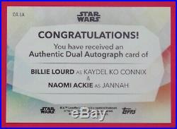 2020 Women of Star Wars Billie Lourd / Naomi Ackie 1/5 Dual Autographs Black