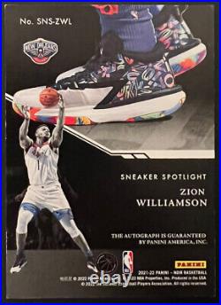 2021-22 Panini Noir Zion Williamson Sneaker Spotlight Signatures Auto 9/99 Ssp
