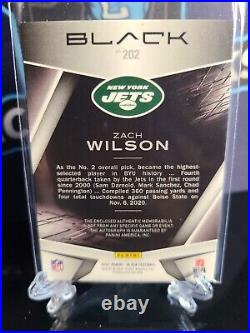 2021 Panini NFL Black #202 Zach Wilson RC RPA Jets Rookie 3-color Patch AUTO /35