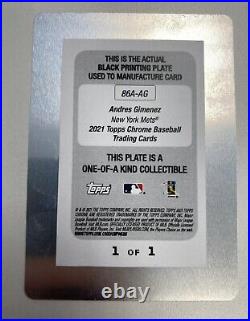 2021 Topps Chrome Andres Gimenez Black Printing Plate Auto #1/1 RC Rookie 35th