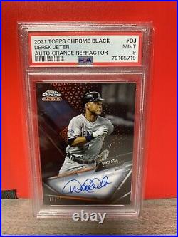 2021 Topps Chrome Black Derek Jeter Auto #16/25 Orange PSA 9 NY Yankees