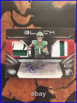 2022 Black AHMAD SAUCE GARDNER Rookie Patch Auto Ruby 7/15 SP RC RPA JETS