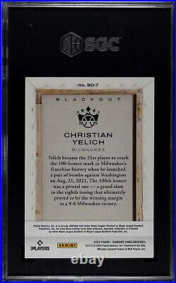 2022 Diamond kings Christian Yelich Black Out Case hit SGC 9 nm mint SSP