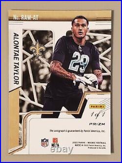 2022 Mosaic Alontae Taylor Autograph Rookie Card RC #RAM-AT Black Parallel 1/1