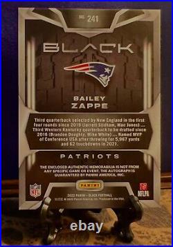 2022 PANINI BLACK RPA Eye in the Sky PATCH AUTO BAILEY ZAPPE SSP #4/15 PATRIOTS