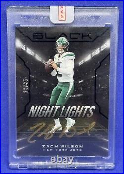 2022 Panini Black Zach Wilson Night Lights Gold Auto /25! Sealed