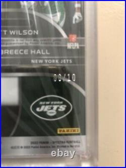 2022 Spectra Breece Hall Garrett Wilson Dual Patch Auto Black 6/10! Jets NFL