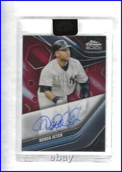 2023 Topps Black Chrome Cba-dj Derek Jeter On Card Auto Ssp Red Ref 2/5 Jsy# Wow