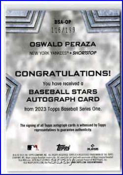 2023 Topps Series 1 Baseball Stars Black Autograph Oswald Peraza /199 #BSA-OP RC