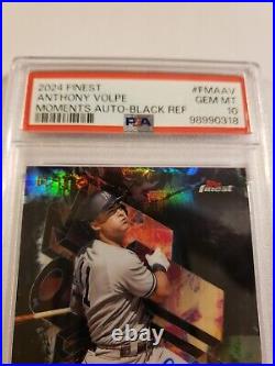 2024 Anthony Volpe Topps Finest Black Refractor Autograph #1/10 PSA 10 GEM MINT